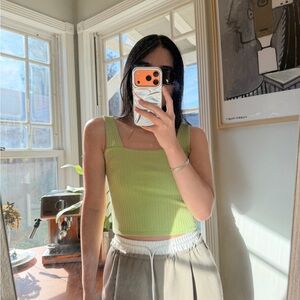 American Eagle Outfitters Green Ribbed Crop Top